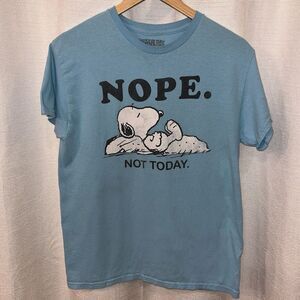 Peanuts Snoopy Nope Not Today Blue Men's T-shirt Medium Graphic
